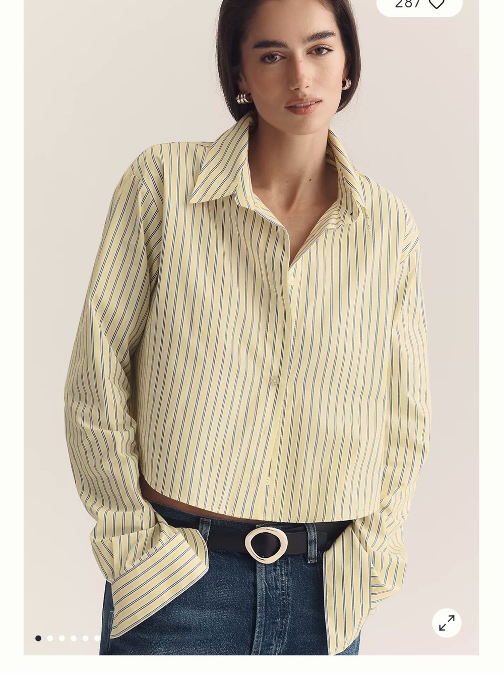 Mauve Yellow and Blue Striped Button-Down Shirt